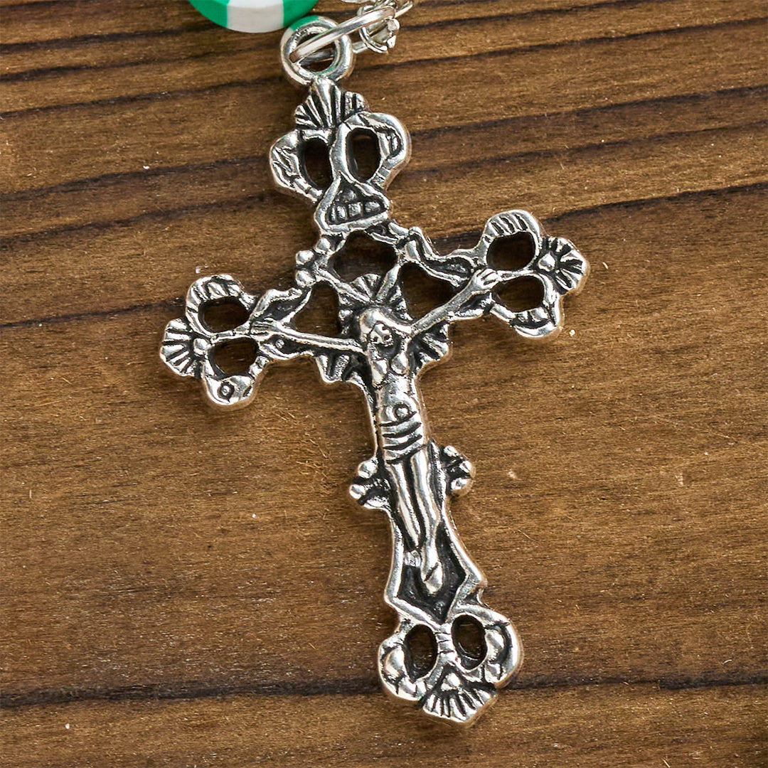 Christianartworkshop Festive Christmas Rosary: Red - Green Beads, Candy Shapes & Crucifix - image 8