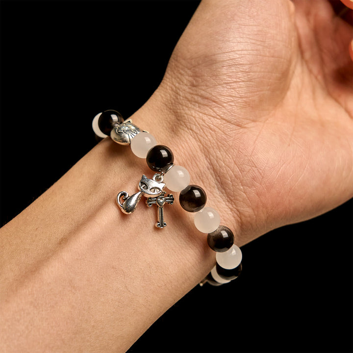 Christianartworkshop Our Lady's Blessing with Black & White Cow Cat Beads Animal Bracelet - image 1