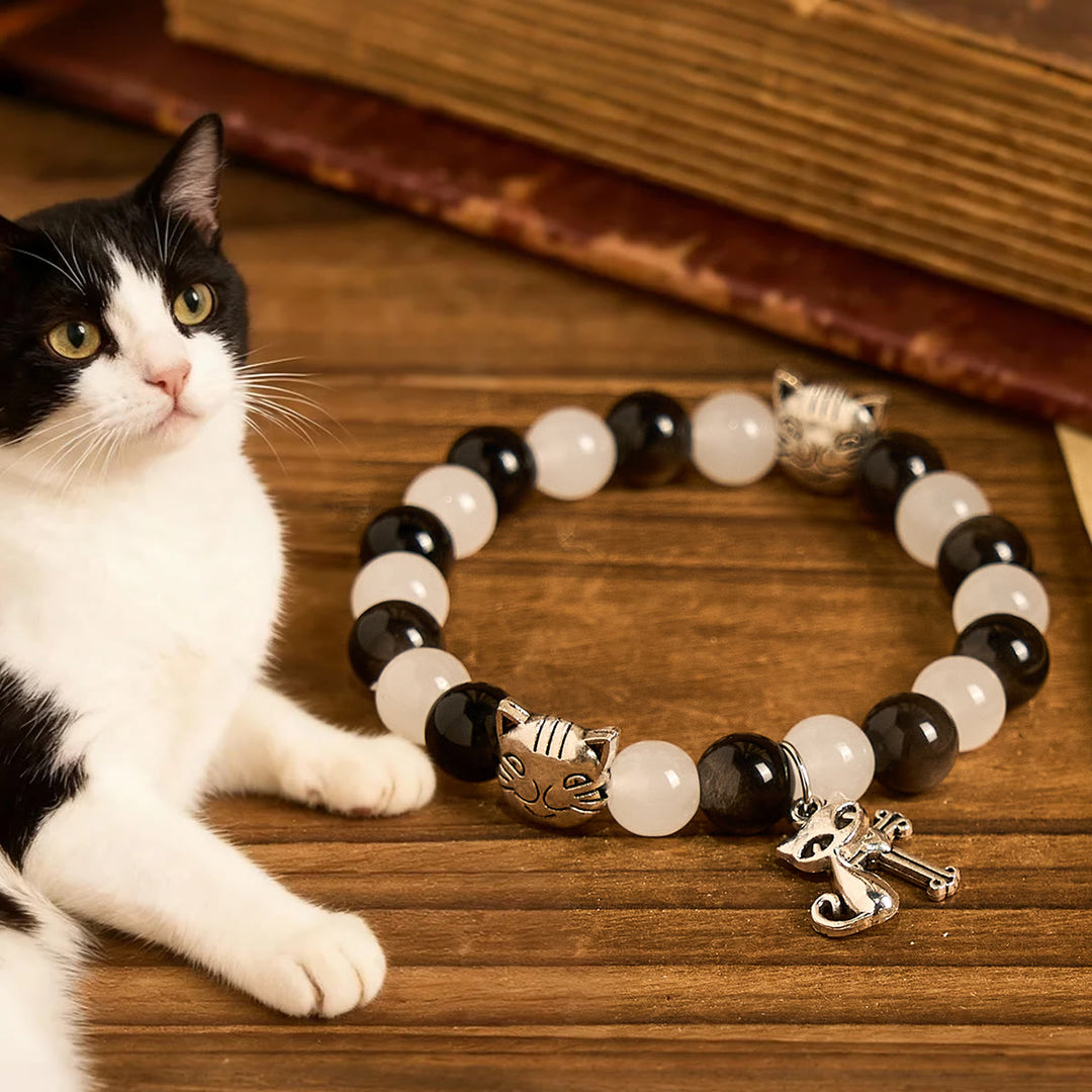 Christianartworkshop Our Lady's Blessing with Black & White Cow Cat Beads Bracelet, Animal Rosary - Cow Cat Bracelet - image 10