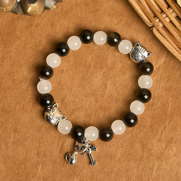 Christianartworkshop Our Lady's Blessing with Black & White Cow Cat Beads Bracelet, Animal Rosary - image 14