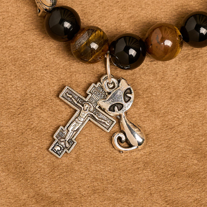 Christianartworkshop Faithful Tabby Cat with Brown Black Beads for Loving Prayer Animal Bracelet - image 6