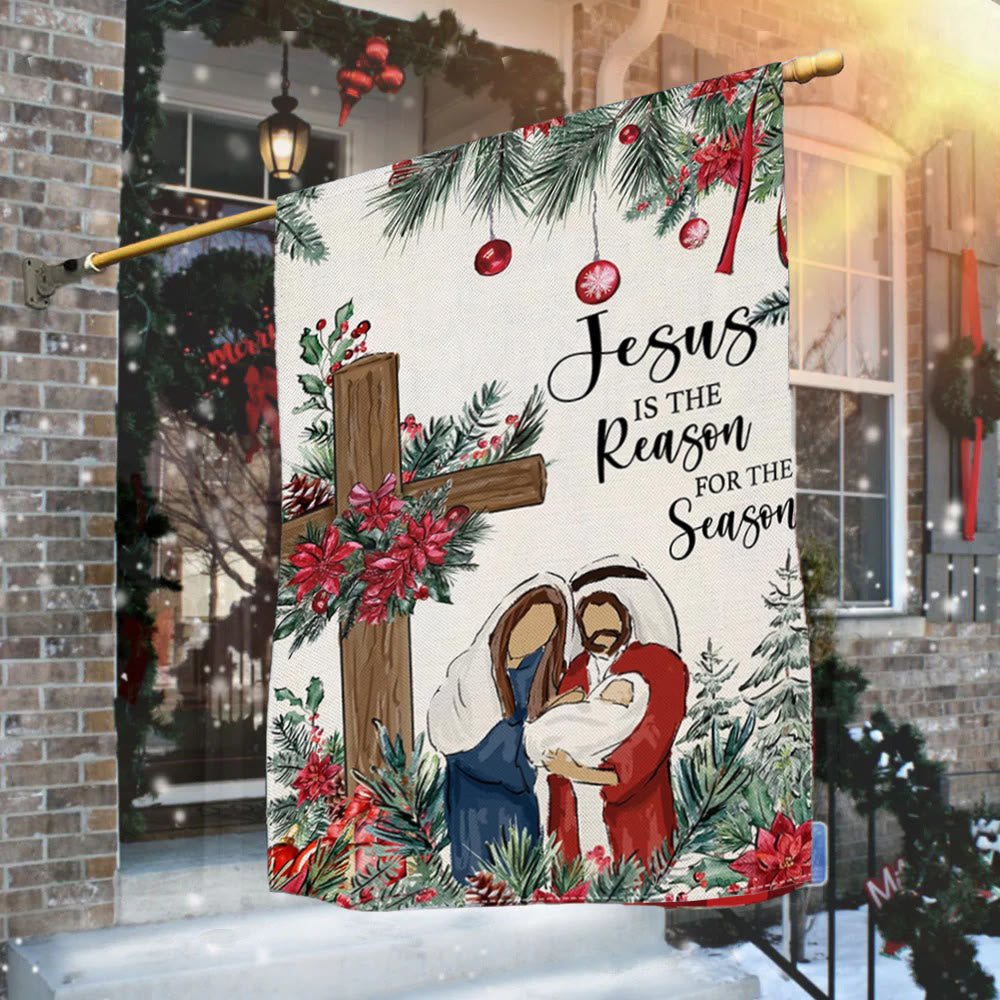 Christianartworkshop Jesus is the Reason Nativity Garden Flag: Christmas Faith Decor - 90×150cm (3×5 ft.) - image 0