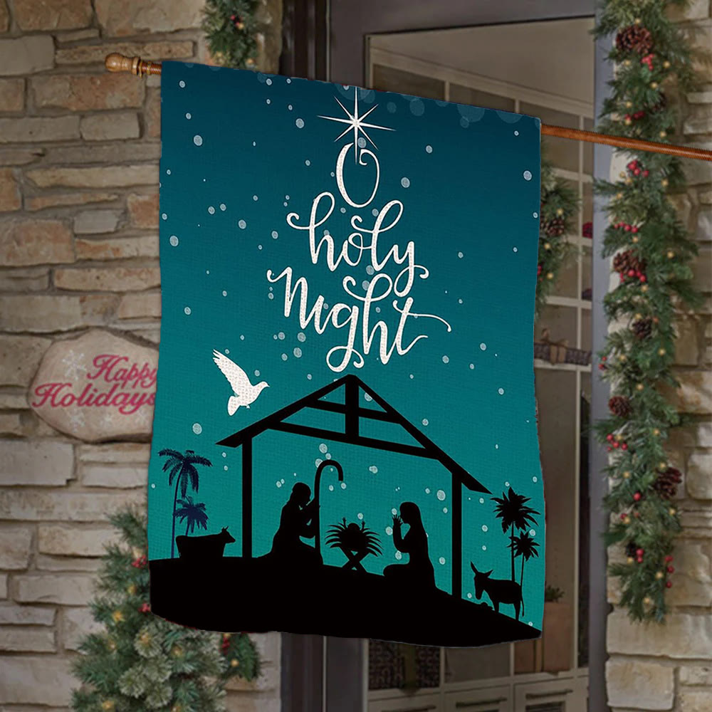 Christianartworkshop Teal Starry O Holy Night Nativity Garden Flag: Faith - Inspired Decor - image 1