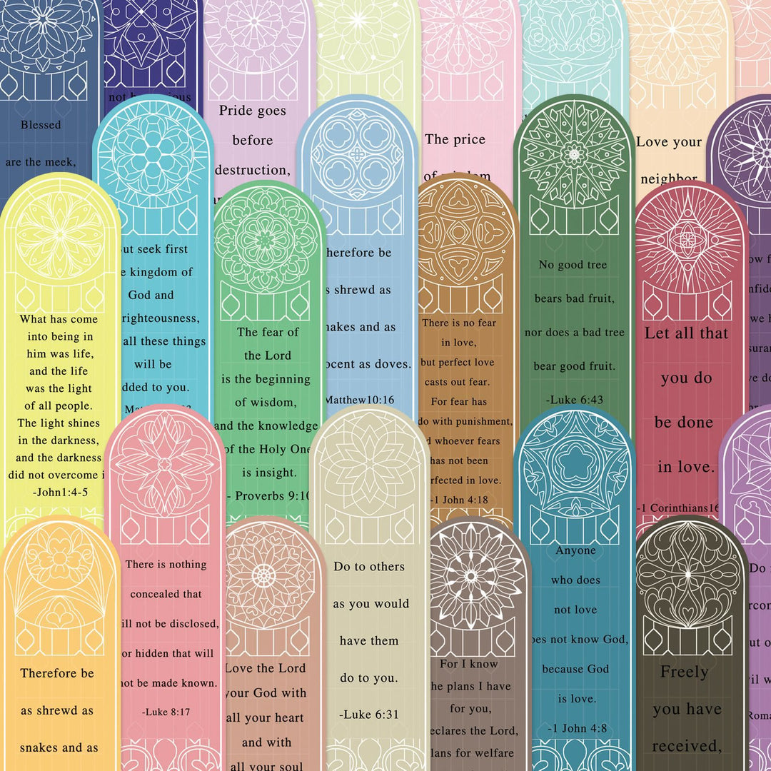 Christianartworkshop Stained Glass Style Colorful Scripture Verse Bookmarks Set of 30 - 30 PCS - image 0