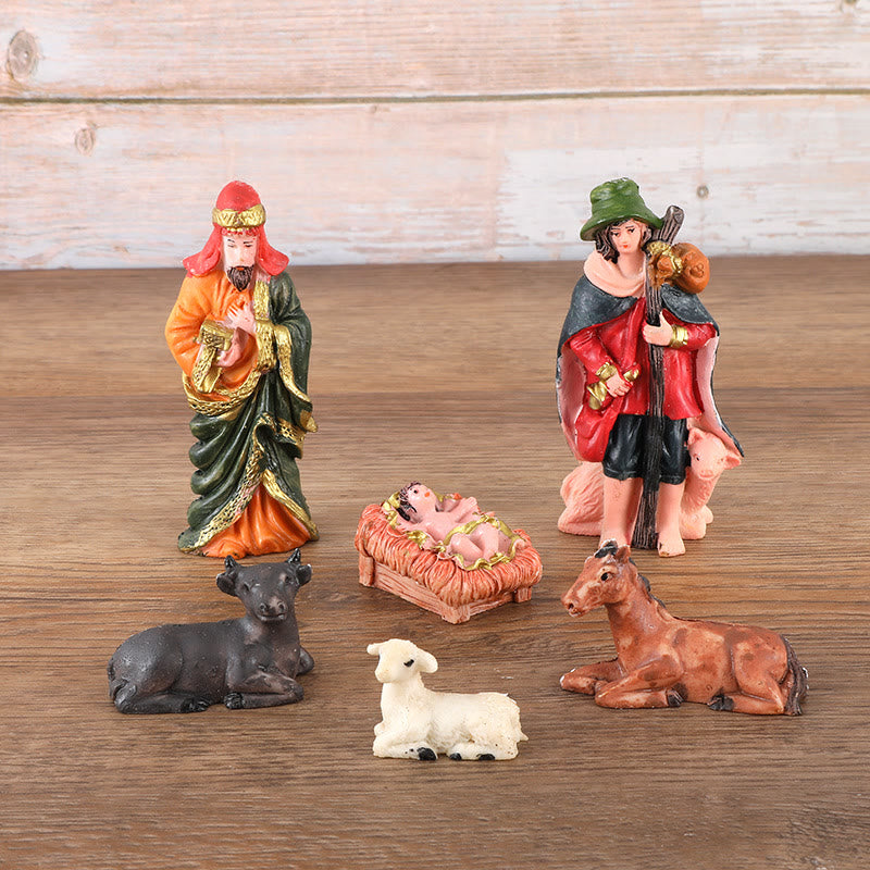 Christianartworkshop Complete Christmas Nativity Scene Desktop Ornament Set of 10 - image 1