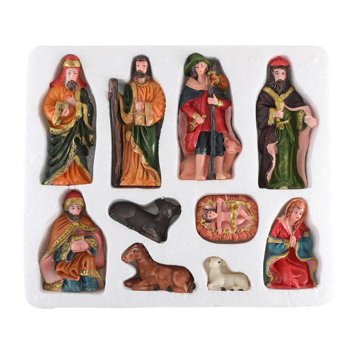 Christianartworkshop Complete Christmas Nativity Scene Desktop Ornament Set of 10 - image 6
