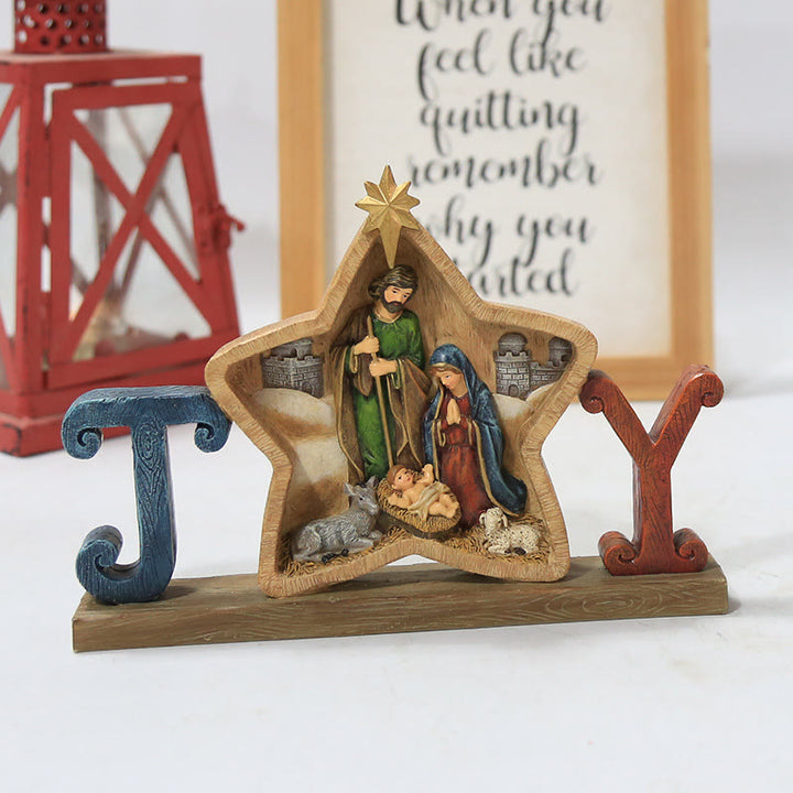 Christianartworkshop Holy Family Star & Angel Nativity Desktop Ornament for Christmas Celebration - image 4