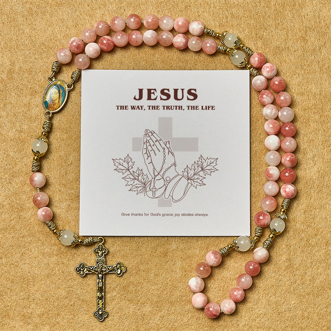 Christianartworkshop Thanksgiving Gift: Immaculate Heart of Mary Rosary + Thanksgiving Card | Expressing Gratitude Through Faith - Thanksgiving Day - image 0