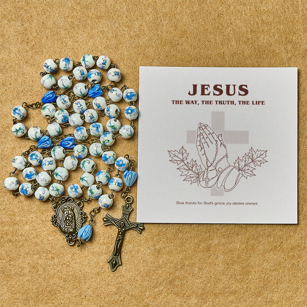 Christianartworkshop Thanksgiving Gift: Immaculate Heart of Mary Rosary + Thanksgiving Card | Expressing Gratitude Through Faith - image 2