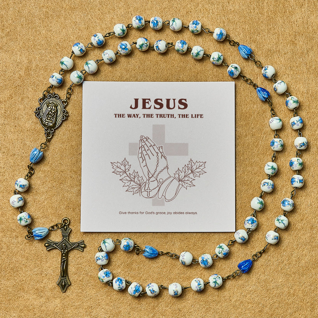 Christianartworkshop Thanksgiving Gift: Immaculate Heart of Mary Rosary + Thanksgiving Card | Expressing Gratitude Through Faith - Thanksgiving Day - image 0