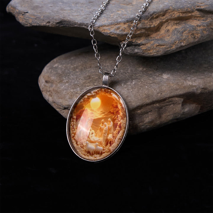 Christianartworkshop Glass Nativity Scene Pendant Necklace - image 1