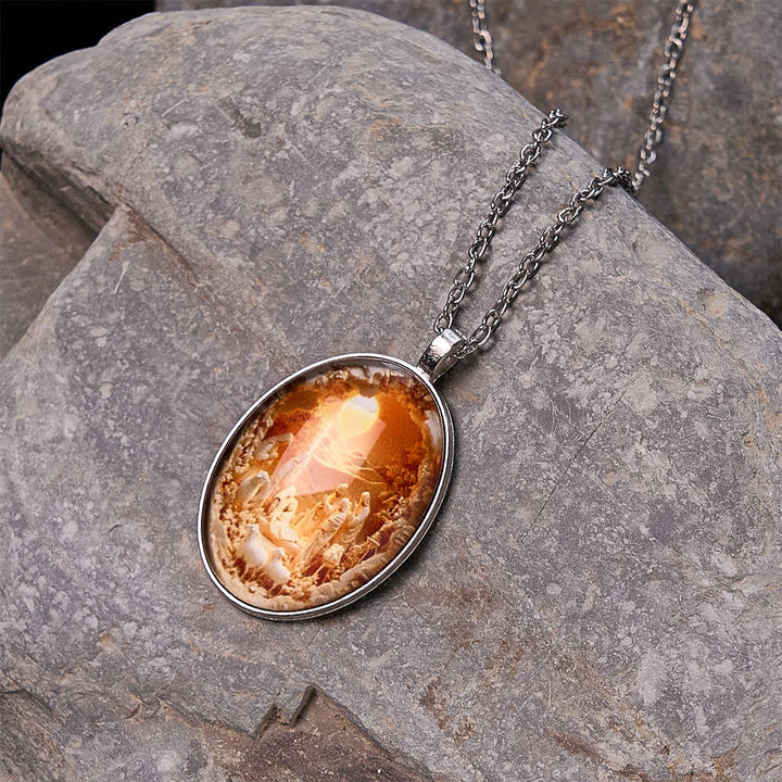 Christianartworkshop Glass Nativity Scene Pendant Necklace - image 2