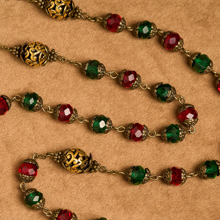 Christianartworkshop Joy of Christmas Red & Green Festive Beads Rosary with Virgin Mary - image 7