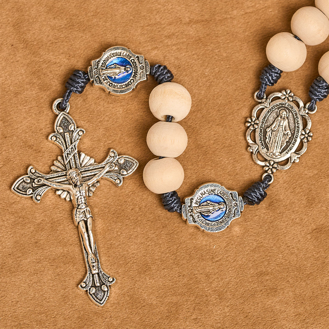 Christianartworkshop Traditional Ivory Bead Fifteen Decade Prayer Rosary with Miraculous Medal - image 7