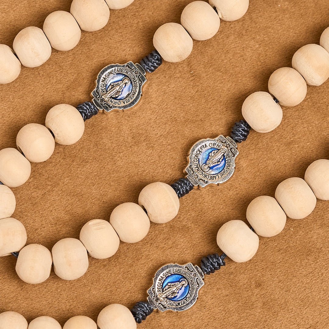 Christianartworkshop Traditional Ivory Bead Fifteen Decade Prayer Rosary with Miraculous Medal - image 6