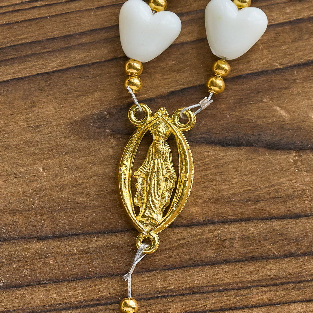 Christianartworkshop Thanksgiving Day: 10mm Luminous Heart and White Rose Rosary: Mary's Gentle Protection - image 9
