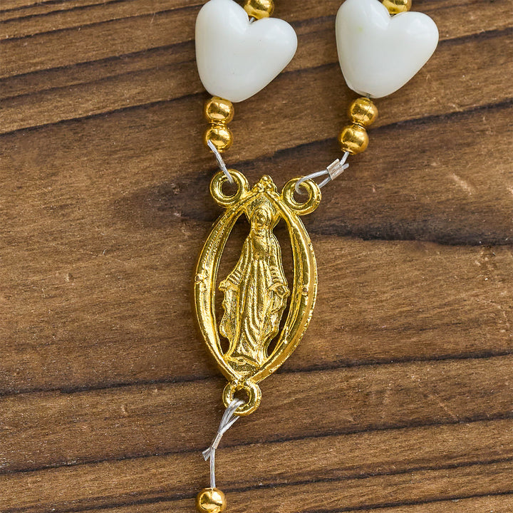 Christianartworkshop Thanksgiving Day: 10mm Luminous Heart and White Rose Rosary: Mary's Gentle Protection - image 9