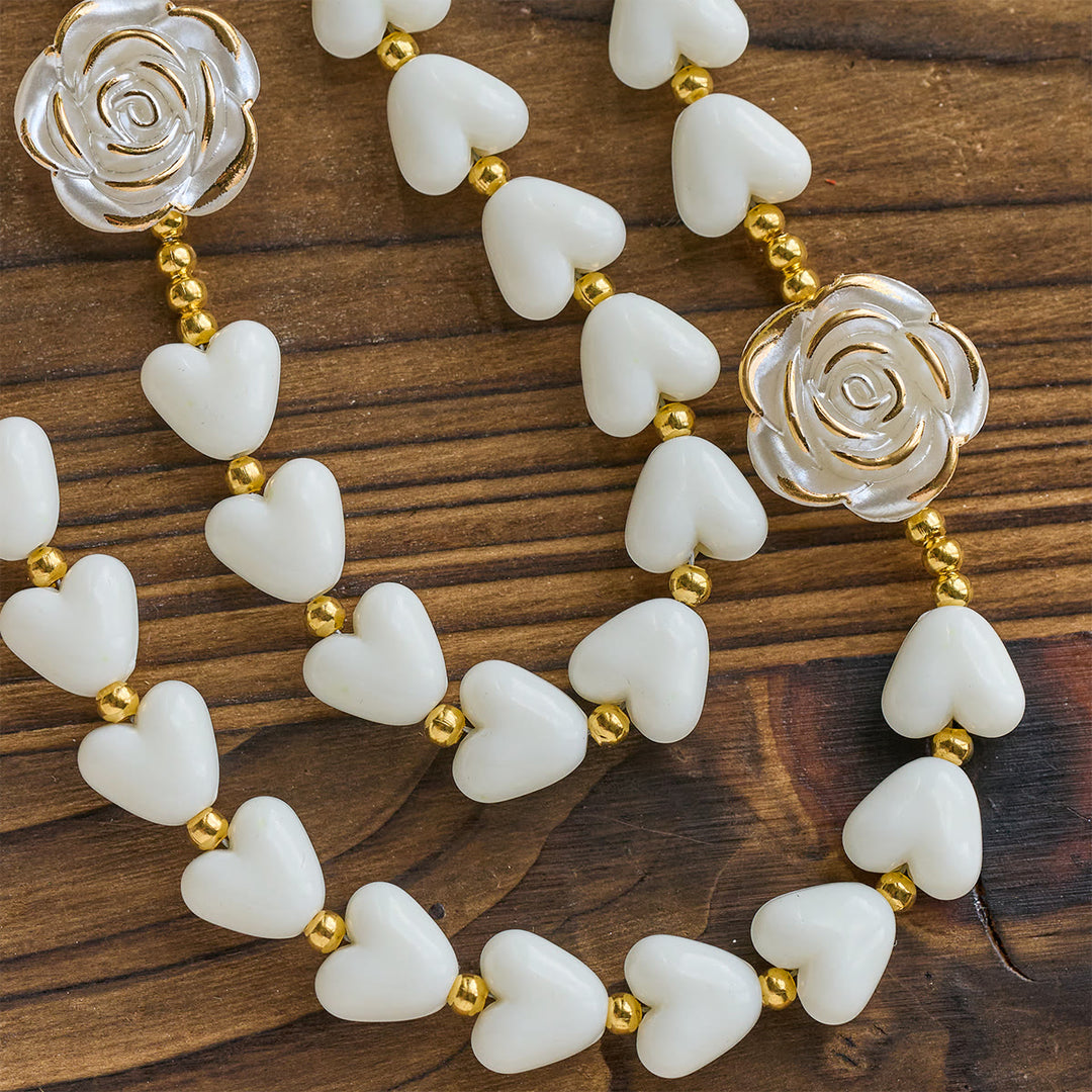Christianartworkshop Thanksgiving Day: 10mm Luminous Heart and White Rose Rosary: Mary's Gentle Protection - image 7