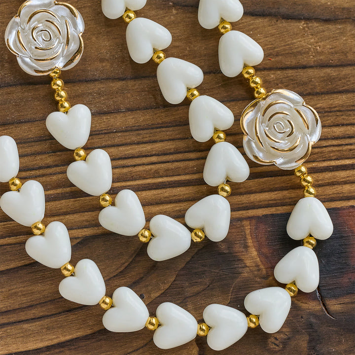 Christianartworkshop Thanksgiving Day: 10mm Luminous Heart and White Rose Rosary: Mary's Gentle Protection - image 7