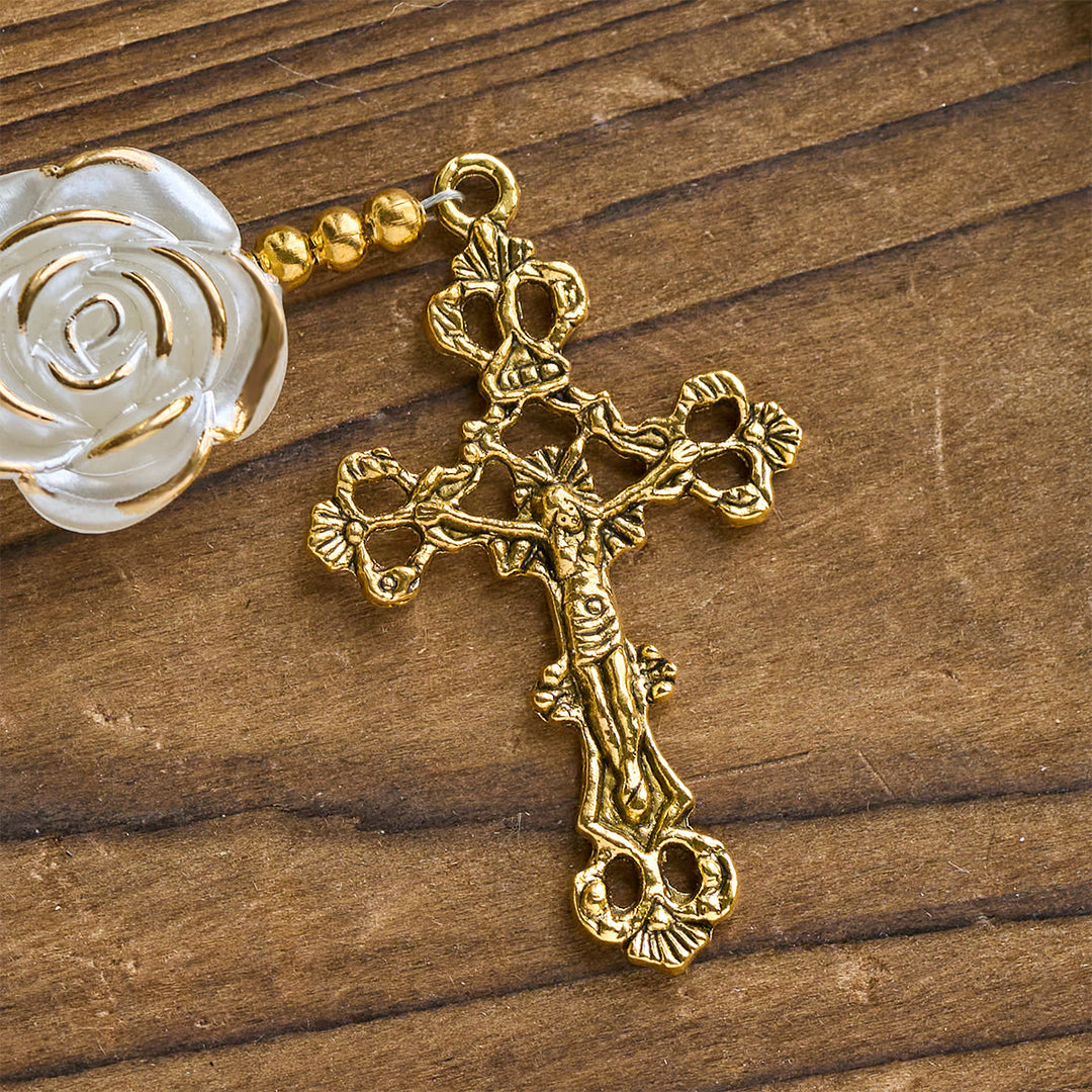 Christianartworkshop Thanksgiving Day: 10mm Luminous Heart and White Rose Rosary: Mary's Gentle Protection - image 8