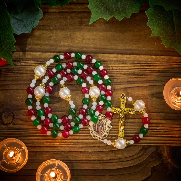 Christianartworkshop Holly Wreath Christmas Tricolor Beads Rosary: Celebrate the Holy Birth - image 9