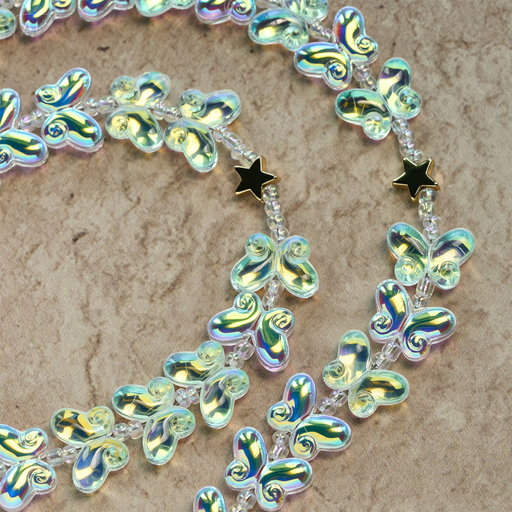 Christianartworkshop Starry Sky Shimmering Green Butterfly with Miraculous Medal Animal Rosary - image 5