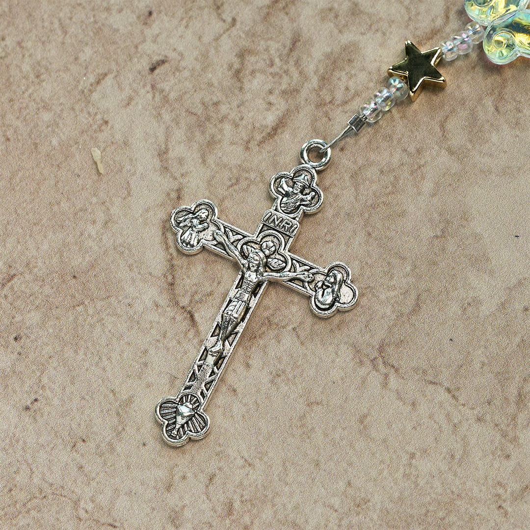 Christianartworkshop Starry Sky Shimmering Green Butterfly with Miraculous Medal Animal Rosary - image 7