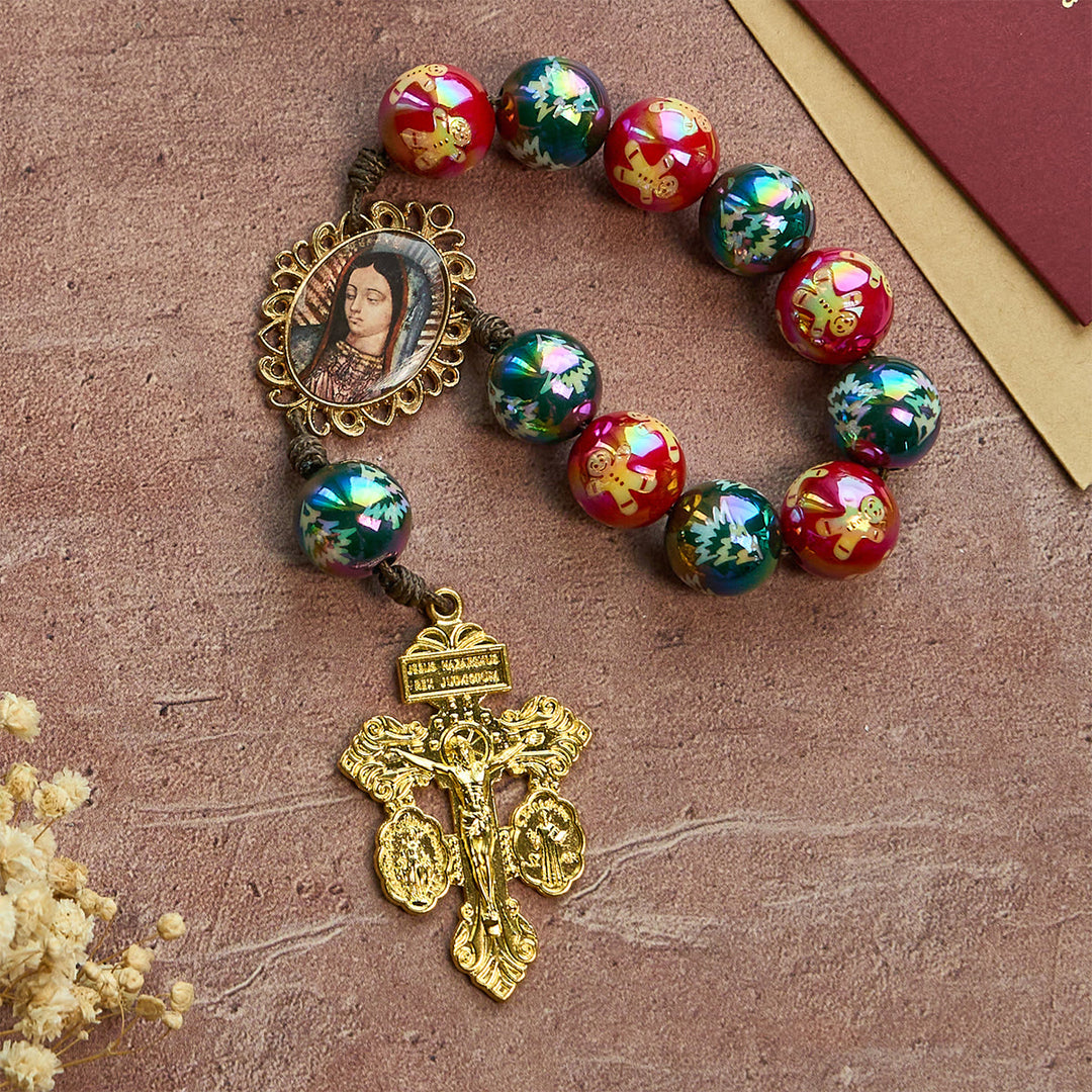 Christianartworkshop Christmas Devotion Red Green Holiday Beads Pocket Rosary: Pray anywhere, anytime - image 6