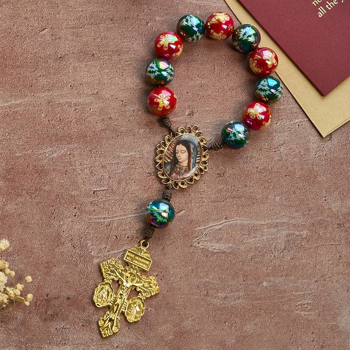 Christianartworkshop Christmas Devotion Red Green Holiday Beads Pocket Rosary: Pray anywhere, anytime - image 7