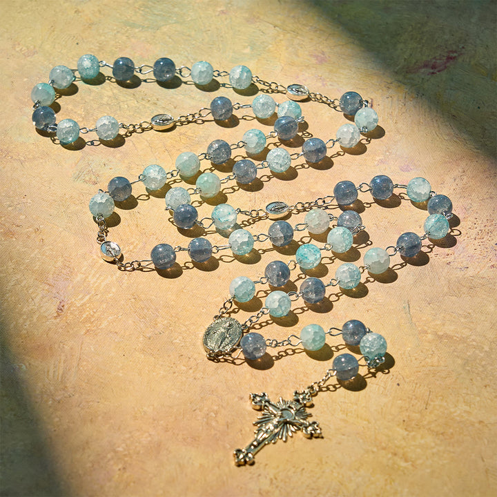 Christianartworkshop Handmade Original Grey Blue Rosary with Miraculous Medal: A Unique Expression of Faith - image 1