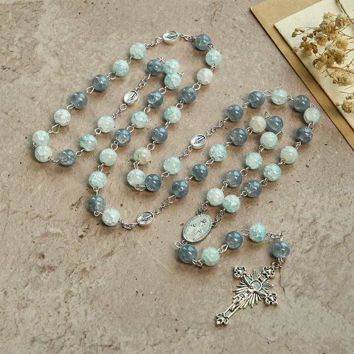 Christianartworkshop Handmade Original Grey Blue Rosary with Miraculous Medal: A Unique Expression of Faith - image 10