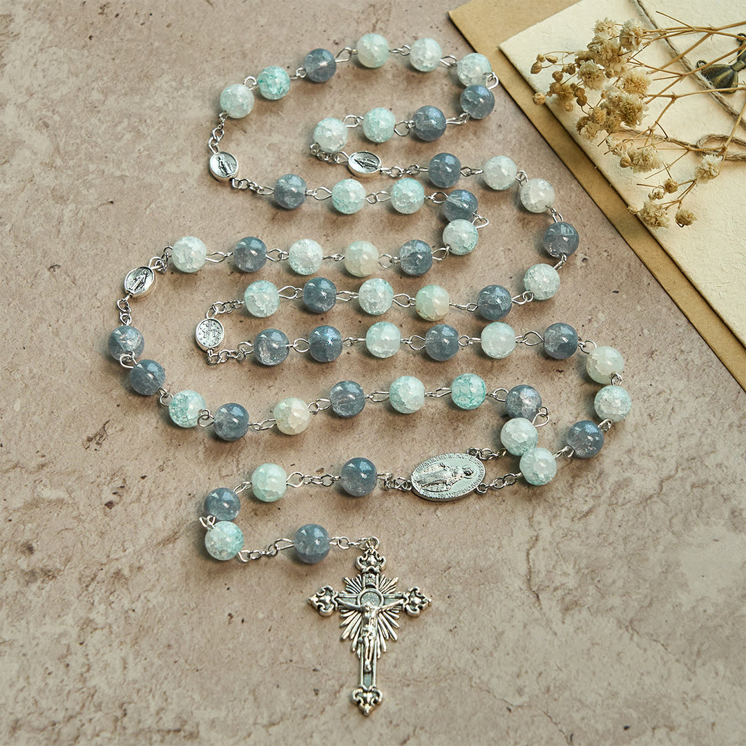 Christianartworkshop Handmade Original Grey Blue Rosary with Miraculous Medal: A Unique Expression of Faith - image 11