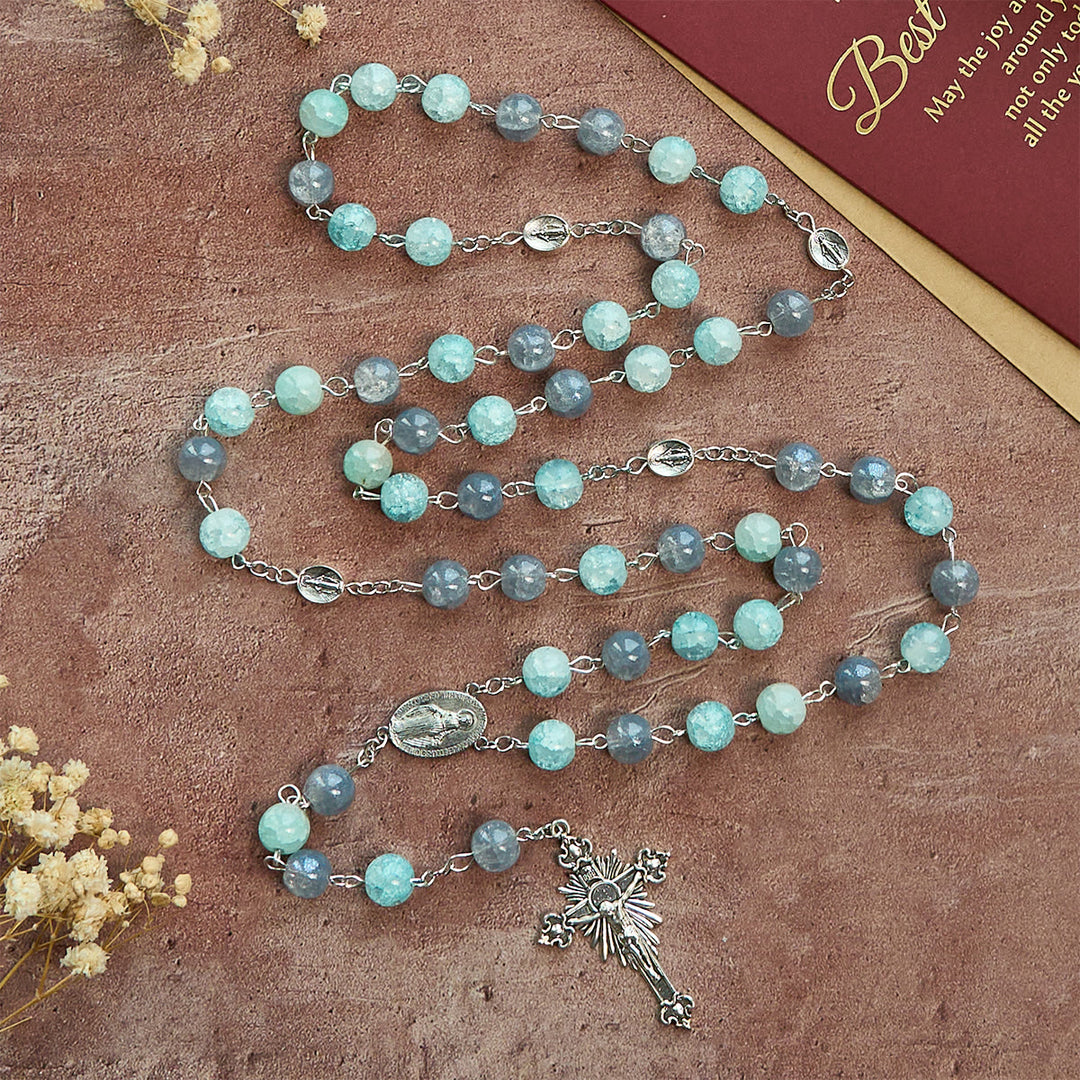 Christianartworkshop Handmade Original Grey Blue Rosary with Miraculous Medal: A Unique Expression of Faith - image 4