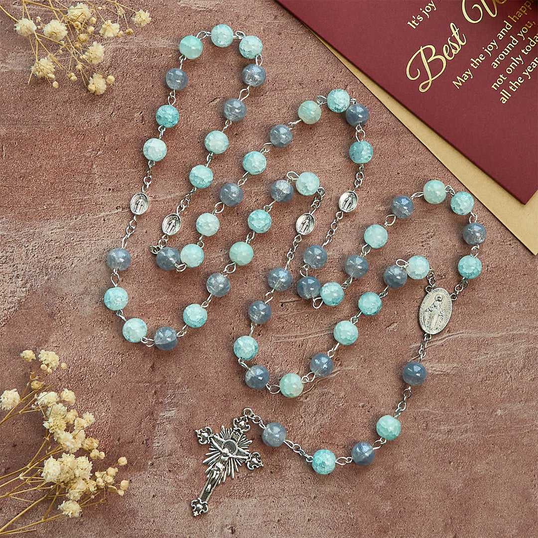 Christianartworkshop Handmade Original Grey Blue Rosary with Miraculous Medal: A Unique Expression of Faith - image 5