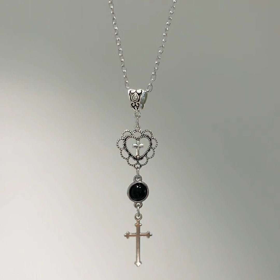 Christianartworkshop Cathedral Style Heart-Framed Inner Cross and Pendant Cruciform Necklace - Cross - image 0