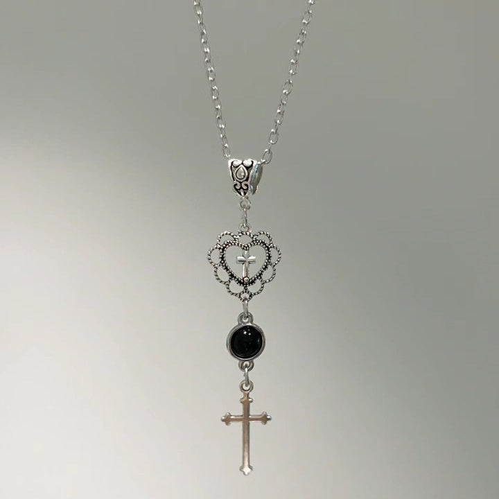 Christianartworkshop Cathedral Style Heart-Framed Inner Cross and Pendant Cruciform Necklace - Cross - image 0