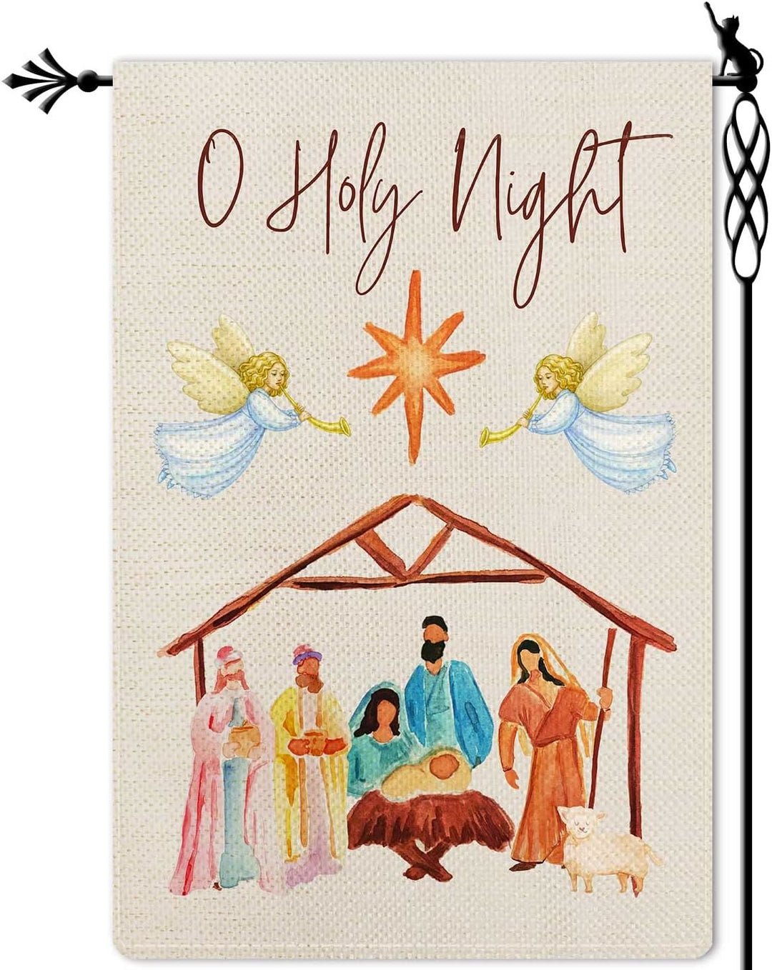 Christianartworkshop Angels Playing Horn O Holy Night Nativity Garden Flag - image 6
