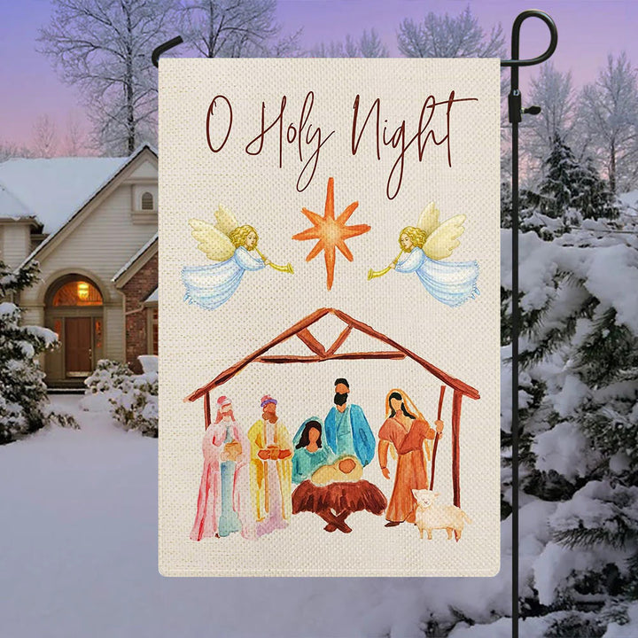 Christianartworkshop Angels Playing Horn O Holy Night Nativity Garden Flag - image 2