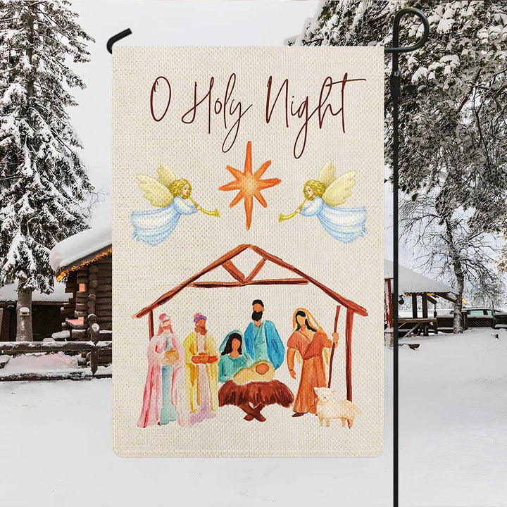 Christianartworkshop Angels Playing Horn O Holy Night Nativity Garden Flag - image 3