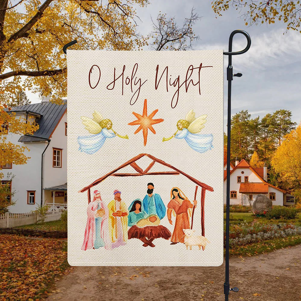 Christianartworkshop Angels Playing Horn O Holy Night Nativity Garden Flag - image 4