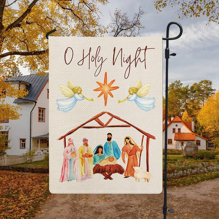 Christianartworkshop Angels Playing Horn O Holy Night Nativity Garden Flag - image 4