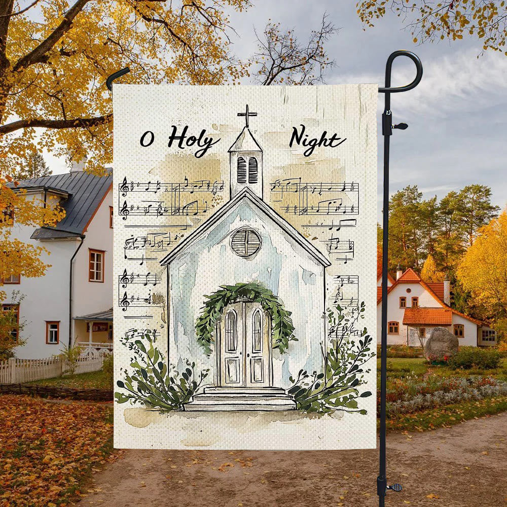 Christianartworkshop Music Notes & Church O Holy Night Christmas Garden Flag - image 4