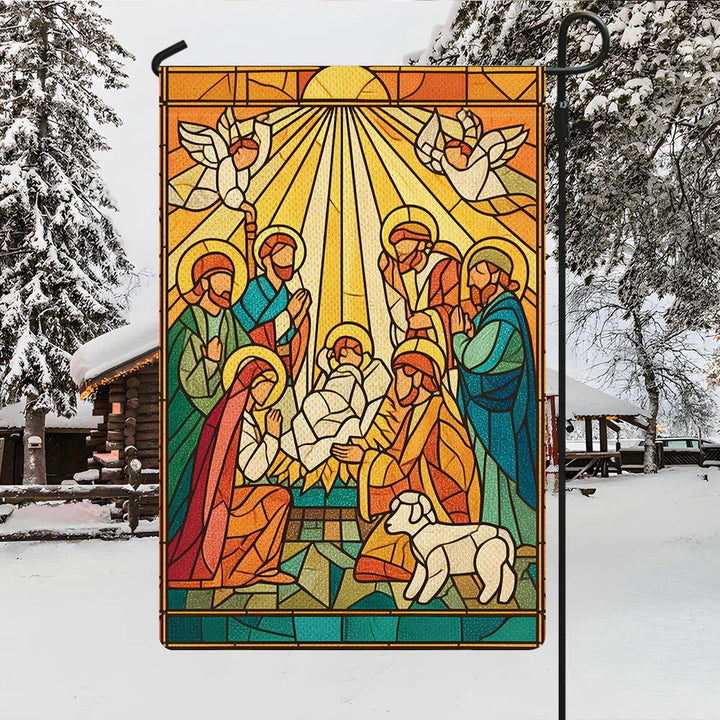 Christianartworkshop Radiant Stained Nativity Garden Flag - Bright Christmas Faith Scene - image 4