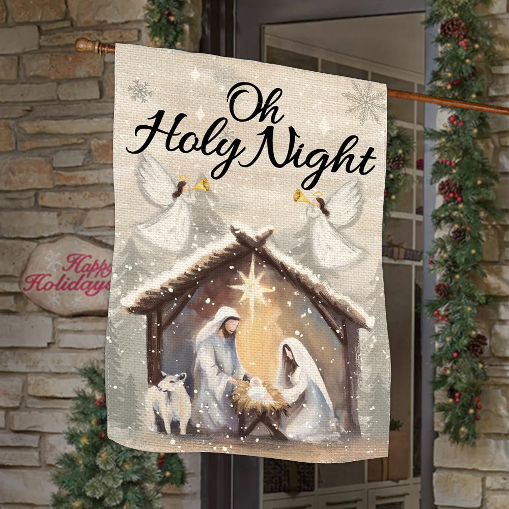Christianartworkshop Snowy Oh Holy Night Nativity Garden Flag - Faith - Filled Christmas Scene - image 3