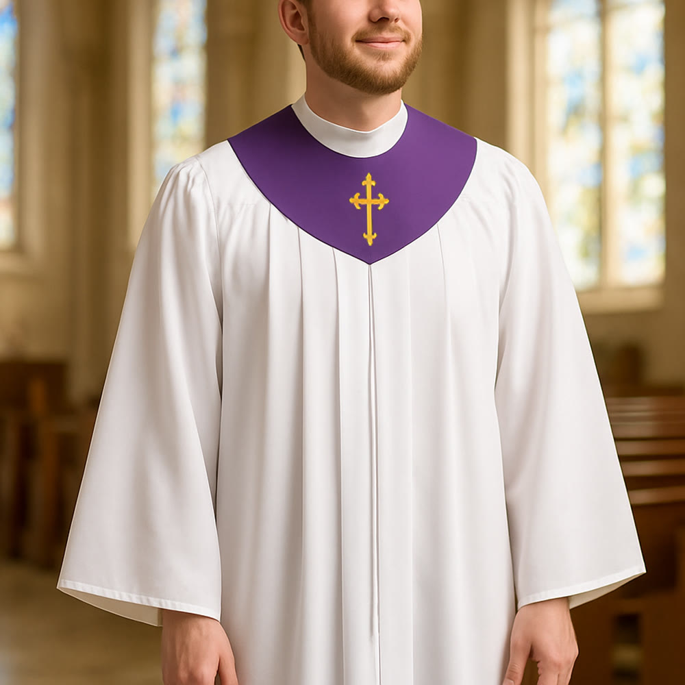 Christianartworkshop Divine Clergy Robe for Religious Services - Cross Accent Yoke - image 23