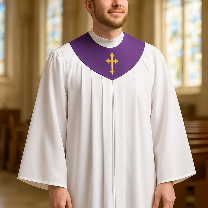 Christianartworkshop Divine Clergy Robe for Religious Services - Cross Accent Yoke - image 23