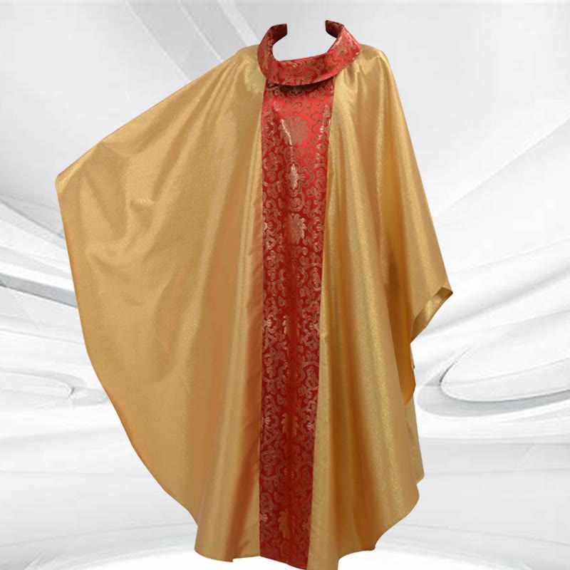 Christianartworkshop Golden - Based Chasuble with Assorted Colored Decorative Panels - Red - One Size FIts Most - image 1
