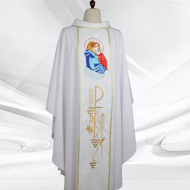 Christianartworkshop Assorted - Color Chasuble Set with Chi - Rho, Figurative & Wheat - Grape - White - One Size FIts Most - image 0