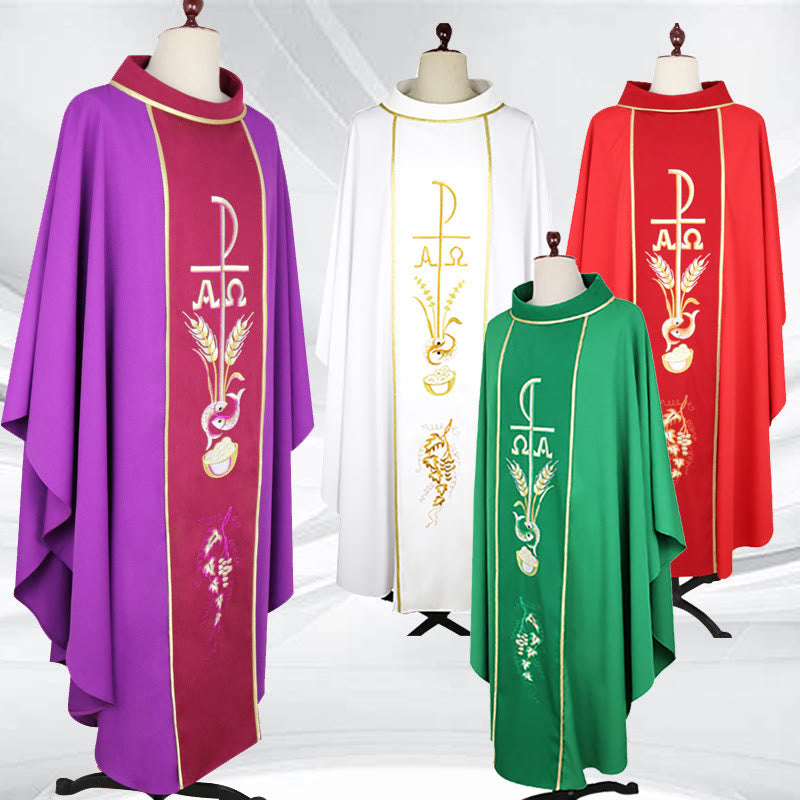 Christianartworkshop Ceremonial - Style Chasuble in Assorted Colors with Sacred Imagery - Red - One Size FIts Most - image 0