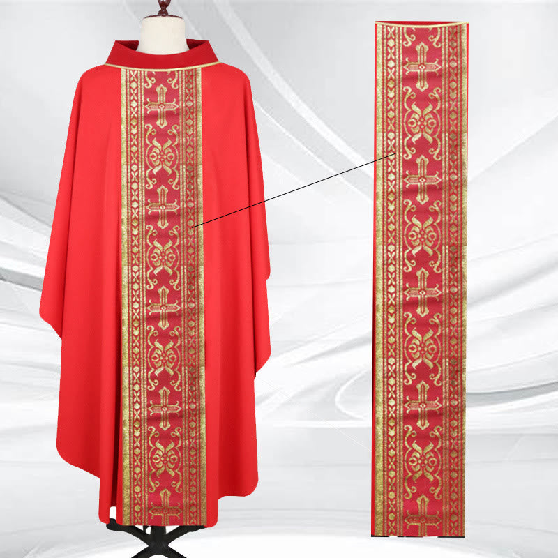 Christianartworkshop Assorted - Color Chasuble Set with Golden Cross & Ornate Bands - image 1